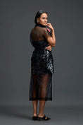 Load image into Gallery viewer, Black Laser-Cut Organza Panel Skirt

