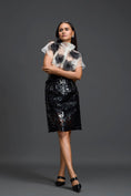 Load image into Gallery viewer, Monochrome Organza Top and Cutwork Skirt Set
