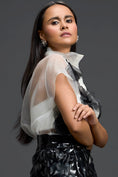 Load image into Gallery viewer, Monochrome Organza Top and Cutwork Skirt Set
