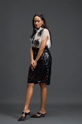 Load image into Gallery viewer, Monochrome Organza Top and Cutwork Skirt Set
