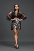 Load image into Gallery viewer, Gunmetal Floral Laser-Cut Mini Skirt
