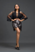 Load image into Gallery viewer, Gunmetal Floral Laser-Cut Mini Skirt
