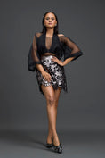 Load image into Gallery viewer, Gunmetal Floral Laser-Cut Mini Skirt

