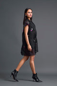 Load image into Gallery viewer, Black Floral Organza Blazer Dress Three-Piece Set
