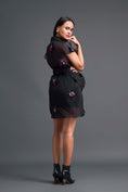 Load image into Gallery viewer, Black Floral Organza Blazer Dress Three-Piece Set
