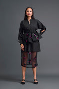 Load image into Gallery viewer, Black Bow-Belt Shirt Dress and Floral Organza Skirt
