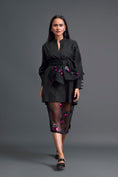 Load image into Gallery viewer, Black Bow-Belt Shirt Dress and Floral Organza Skirt

