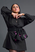 Load image into Gallery viewer, Black Bow-Belt Shirt Dress and Floral Organza Skirt
