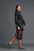 Load image into Gallery viewer, Black Bow-Belt Shirt Dress and Floral Organza Skirt
