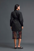 Load image into Gallery viewer, Black Bow-Belt Shirt Dress and Floral Organza Skirt
