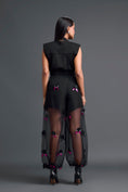 Load image into Gallery viewer, Black Floral Organza Pants with Embellished Bow Belt
