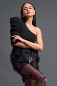 Load image into Gallery viewer, Black 3D Floral Organza Skirt with Pink Accents
