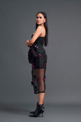 Load image into Gallery viewer, Black 3D Floral Organza Skirt with Pink Accents
