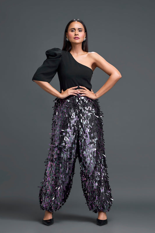Rainbow Fringe One-Shoulder Co-ord Set