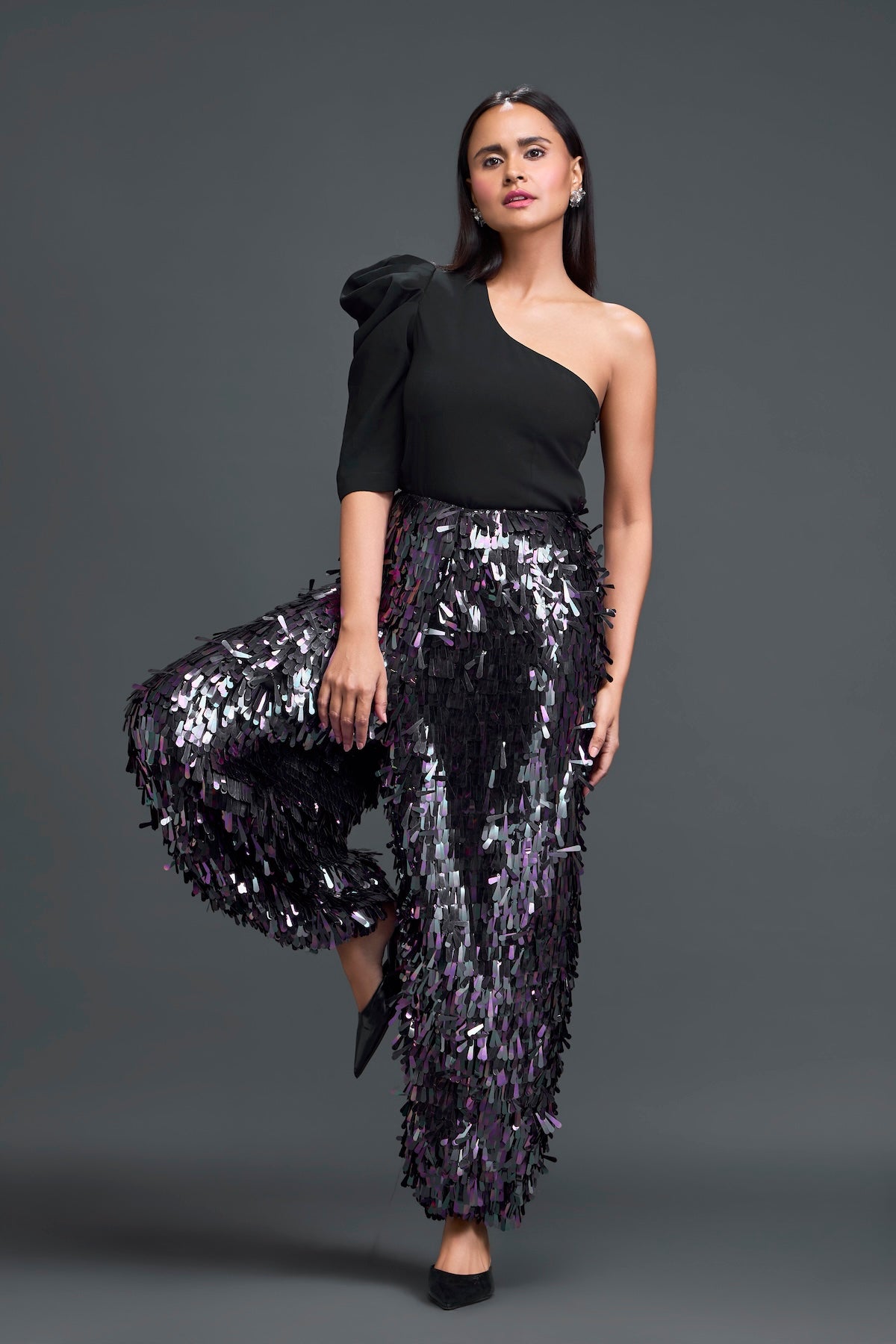 Rainbow Fringe One-Shoulder Co-ord Set