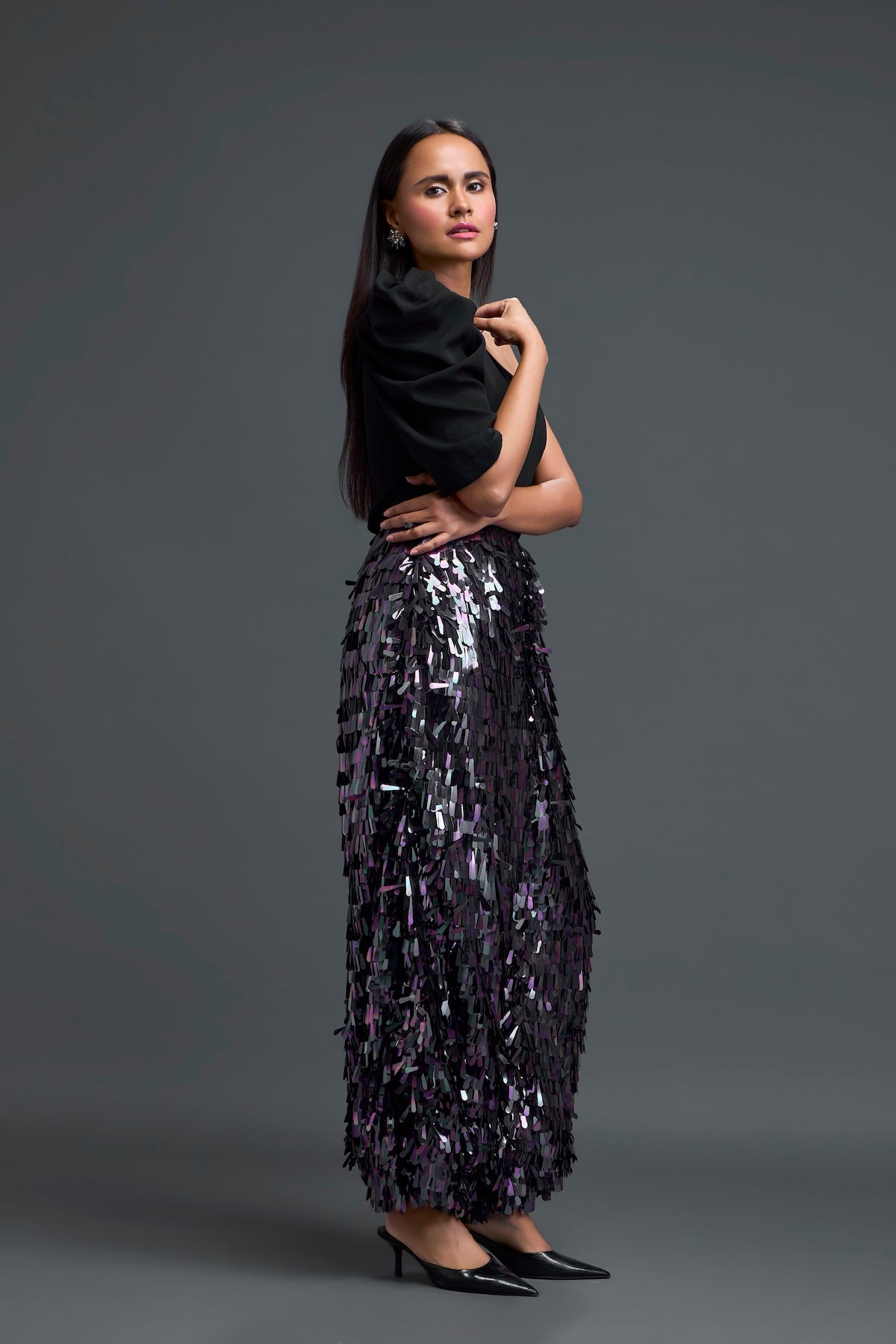 Rainbow Fringe One-Shoulder Co-ord Set