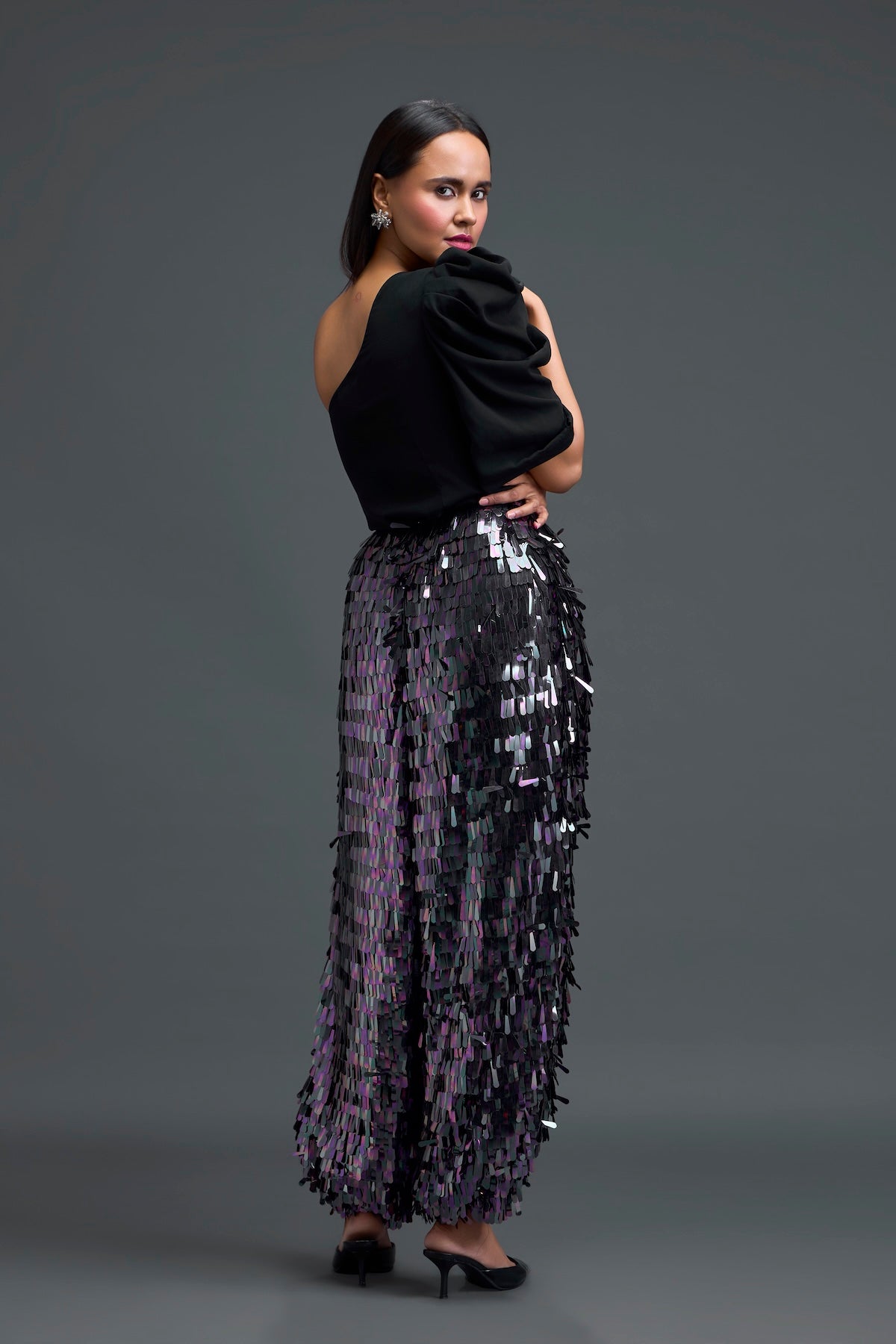 Rainbow Fringe One-Shoulder Co-ord Set