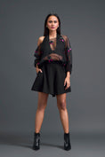 Load image into Gallery viewer, Black Off-Shoulder Floral Organza Layered Top
