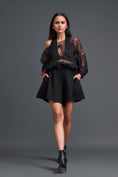 Load image into Gallery viewer, Black Off-Shoulder Floral Organza Layered Top
