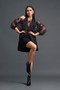 Load image into Gallery viewer, Black Off-Shoulder Floral Organza Layered Top
