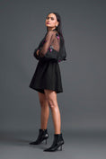 Load image into Gallery viewer, Black Off-Shoulder Floral Organza Layered Top
