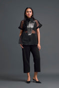 Load image into Gallery viewer, Black Halter Organza Shirt and Shorts Three-Piece Set

