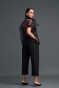 Load image into Gallery viewer, Black Halter Organza Shirt and Shorts Three-Piece Set
