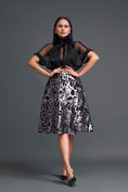 Load image into Gallery viewer, Black Halter Organza Top and Laser-Cut Skirt Set
