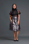 Load image into Gallery viewer, Black Halter Organza Top and Laser-Cut Skirt Set
