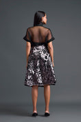 Load image into Gallery viewer, Black Halter Organza Top and Laser-Cut Skirt Set
