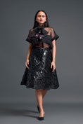 Load image into Gallery viewer, Black Twisted Bustier Organza Top and Laser-Cut Skirt Set
