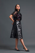 Load image into Gallery viewer, Black Twisted Bustier Organza Top and Laser-Cut Skirt Set
