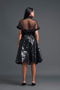 Load image into Gallery viewer, Black Twisted Bustier Organza Top and Laser-Cut Skirt Set

