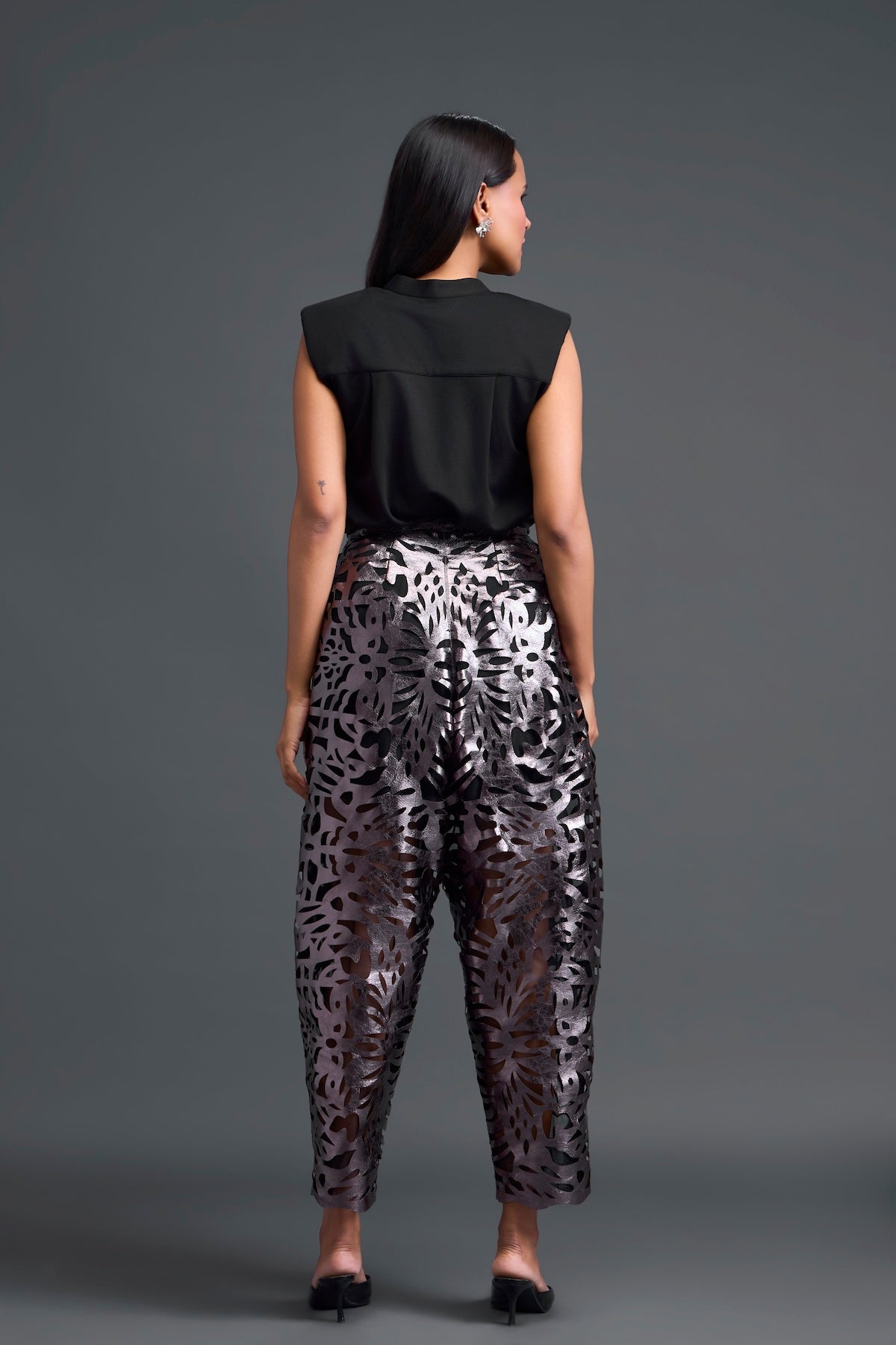 Gunmetal Laser-Cut Trousers