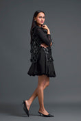 Load image into Gallery viewer, Black Leather Lattice Jacket and Floral Bubble Skirt Set
