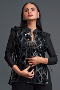 Load image into Gallery viewer, Black Leather Lattice Jacket and Tailored Pants Set
