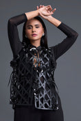 Load image into Gallery viewer, Black Leather Lattice Jacket and Tailored Pants Set
