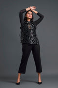 Load image into Gallery viewer, Black Leather Lattice Jacket and Tailored Pants Set
