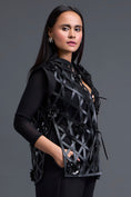 Load image into Gallery viewer, Black Leather Lattice Jacket and Tailored Pants Set
