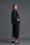 Load image into Gallery viewer, Black Leather Lattice Jacket and Tailored Pants Set
