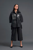 Load image into Gallery viewer, Black Structured Cage Shirt and Wide-Leg Pants Set
