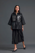 Load image into Gallery viewer, Black Structured Cage Shirt and Wide-Leg Pants Set
