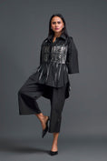 Load image into Gallery viewer, Black Structured Cage Shirt and Wide-Leg Pants Set
