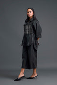 Load image into Gallery viewer, Black Structured Cage Shirt and Wide-Leg Pants Set
