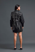 Load image into Gallery viewer, Black Shirt Dress with Silver Metallic Cage Panel
