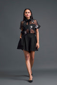 Load image into Gallery viewer, Black Twisted Bustier Floral Organza Shirt and Shorts Set
