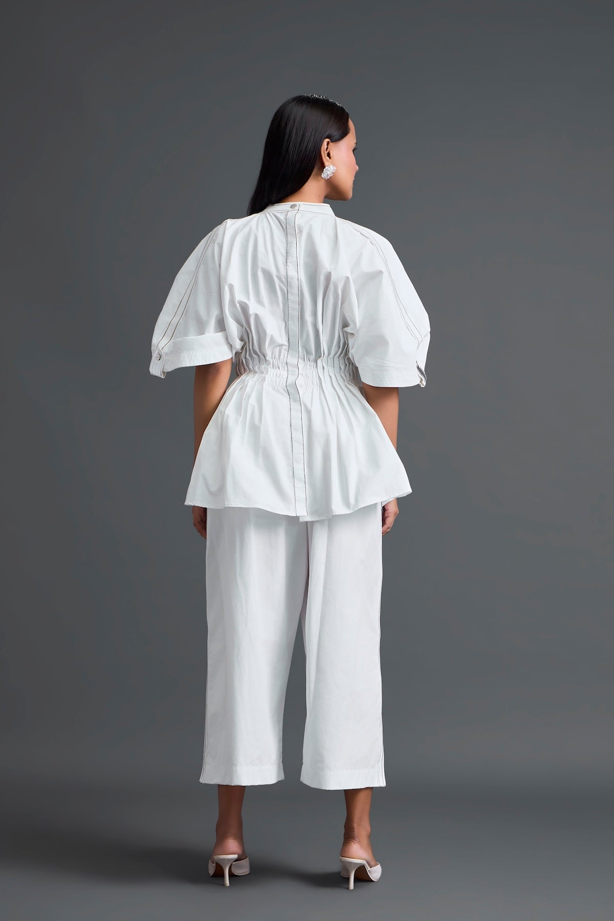 White Floral Peplum Co-ord Set