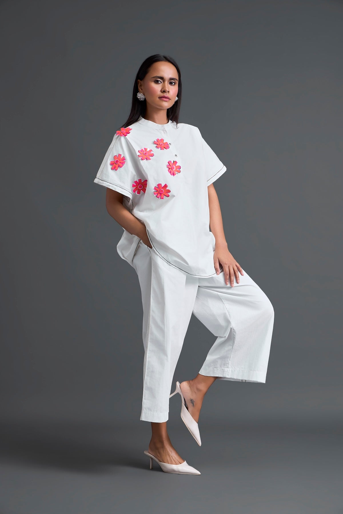 White Floral Patch Co-ord Set