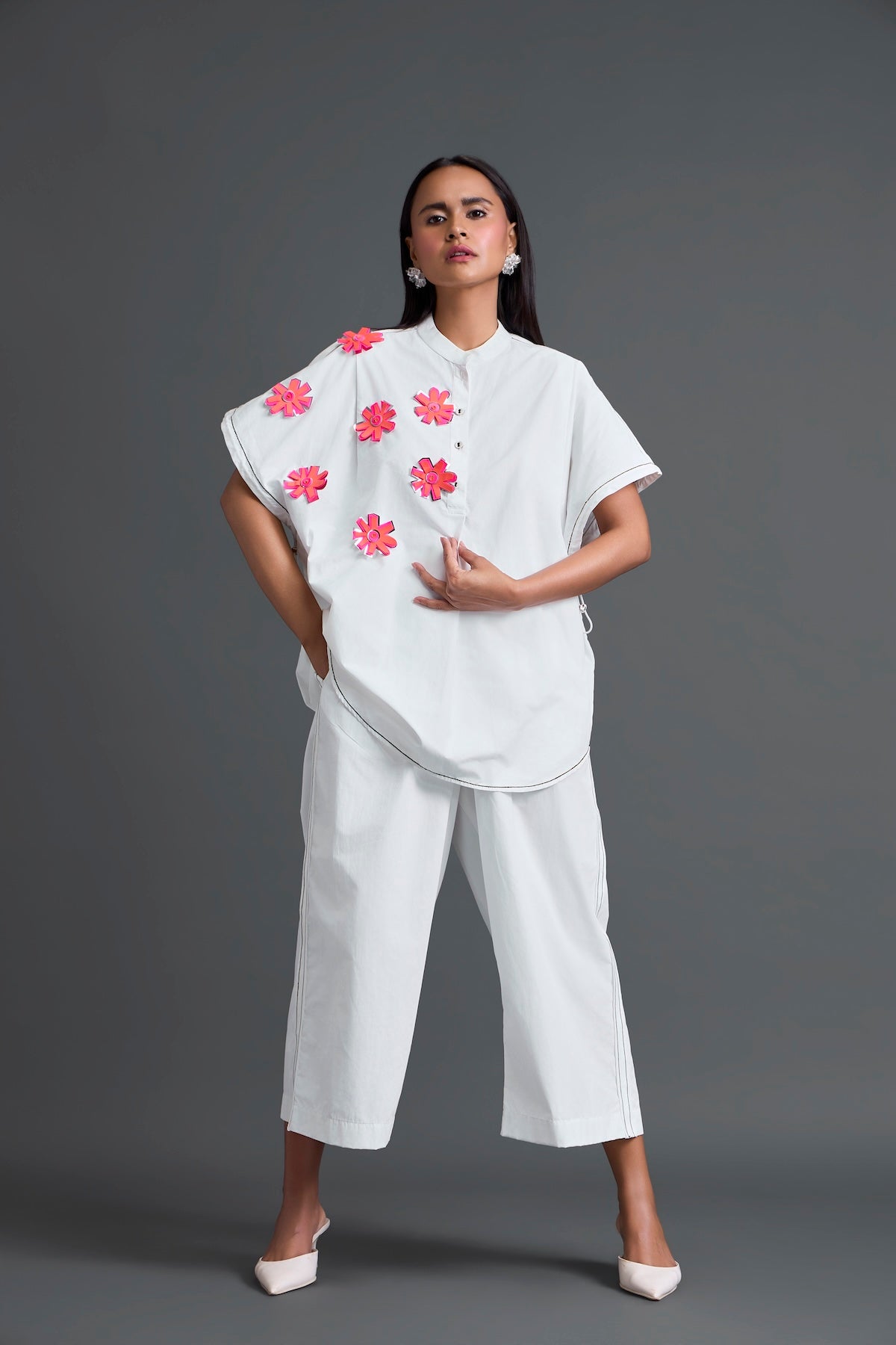 White Floral Patch Co-ord Set
