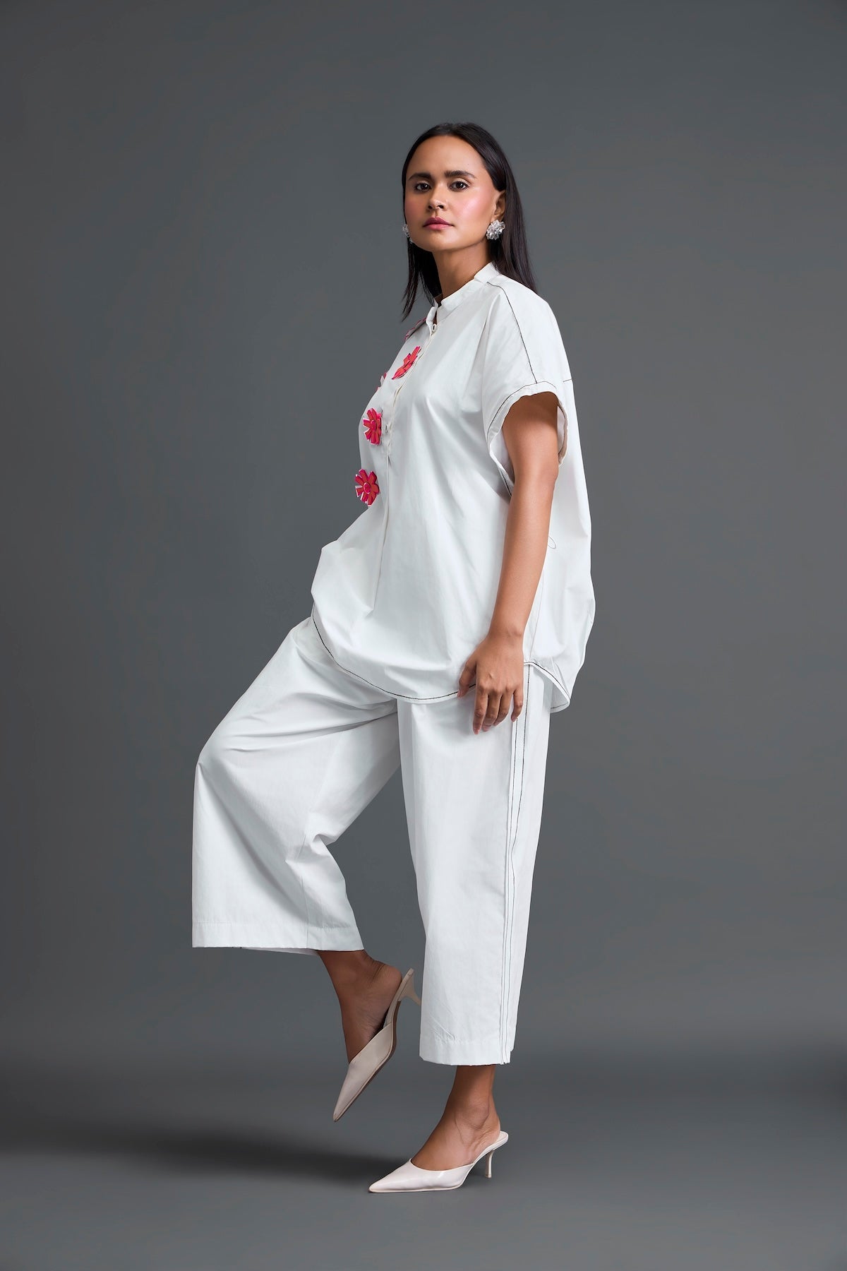 White Floral Patch Co-ord Set